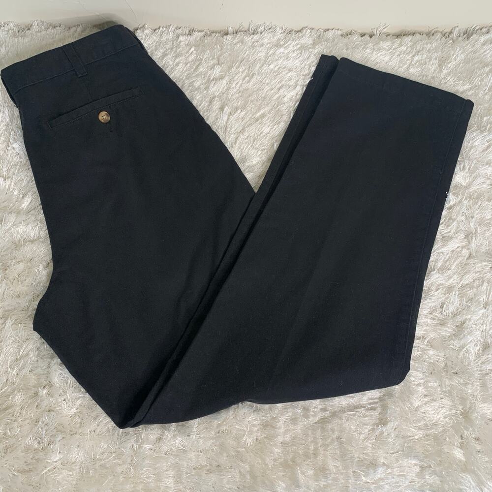 Black Flat Front Cotton Blend Khaki Trousers Pants Sz 32 x 32
